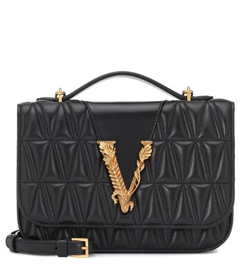 Versace Virtus Quilted Leather Shoulder Bag 